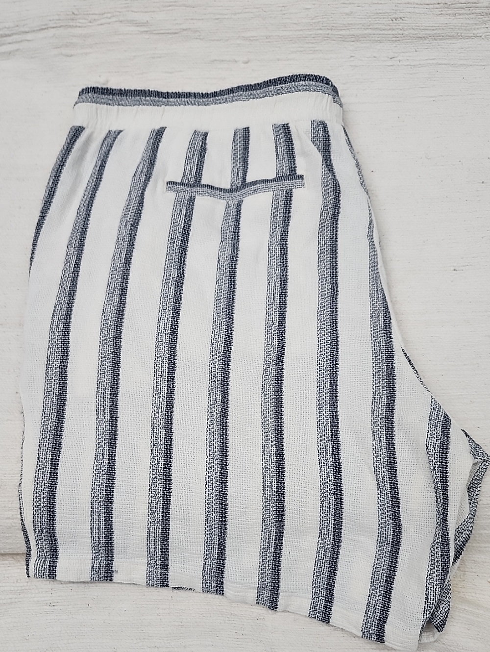 Casual Striped White and Navy Women's Casual Shorts